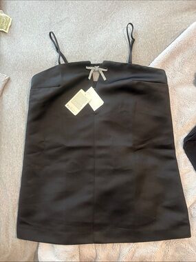 NWT H&M Divided Black Mini Dress with Rhinestone Bow Accent Size L